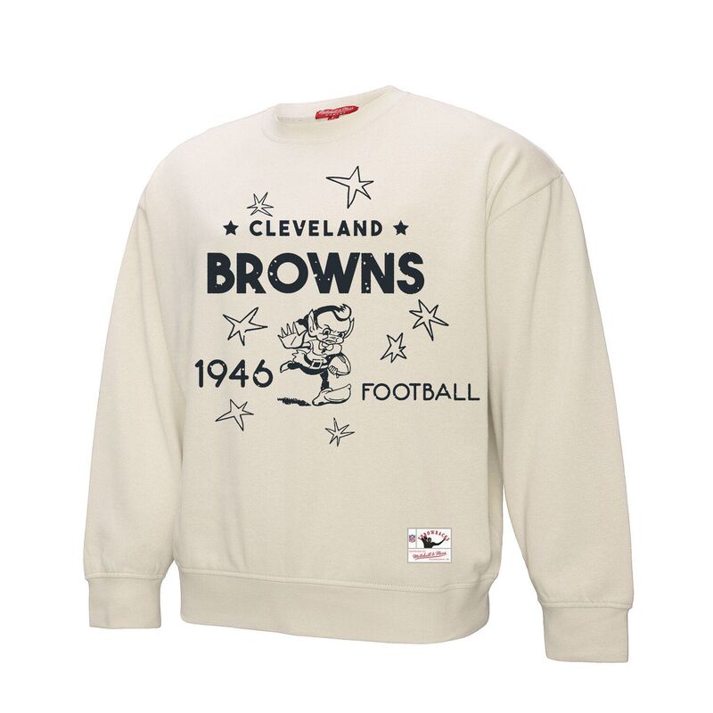 ミッチェル&ネス レディース トップス Tシャツ スウェット Women's Mitchell & Ness Cream Cleveland Brownshooting Stars Pullover Sweatshirt Brn Beige ベージュ