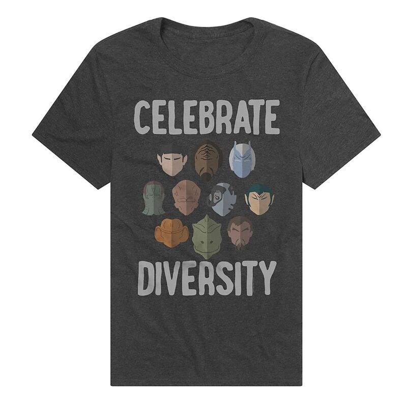 アニメキャラクター メンズ トップス Tシャツ グラフィック Licensed Character Men'star Trek Celebrate Diversity Graphic Tee Charcoal チャコール