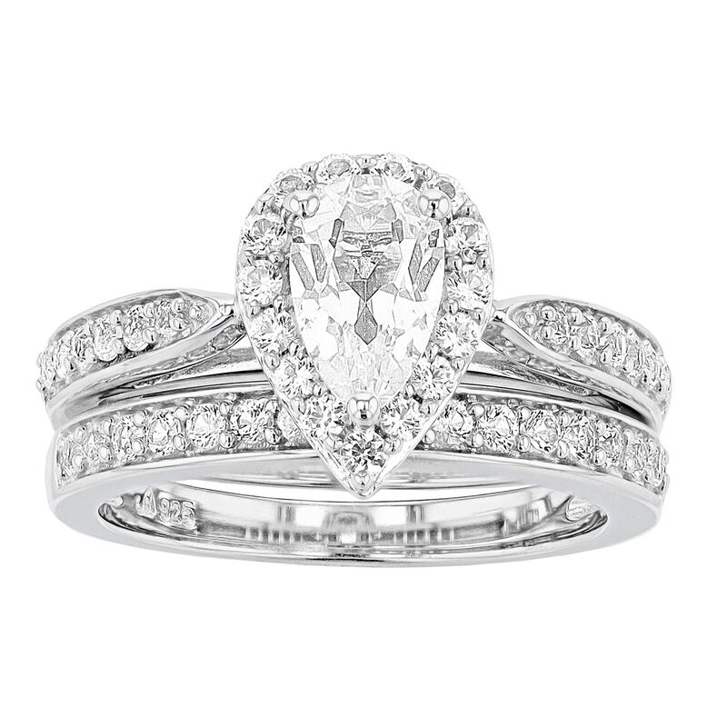 アンブランデッド レディース アクセサリー リング Unbranded Sterling Silver Lab-Created White Sapphire Teardrop Engagement Ring Set Sterling Silver シルバー