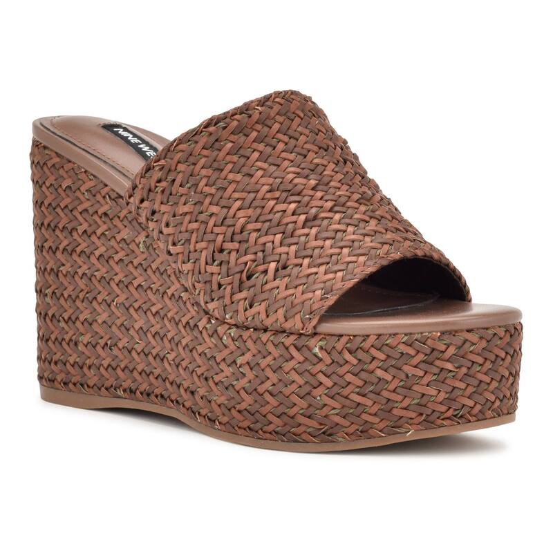 ナインウェスト レディース シューズ サンダル Nine West Everie Women's Woven Wedge Sandals Brown Multi ブラウン