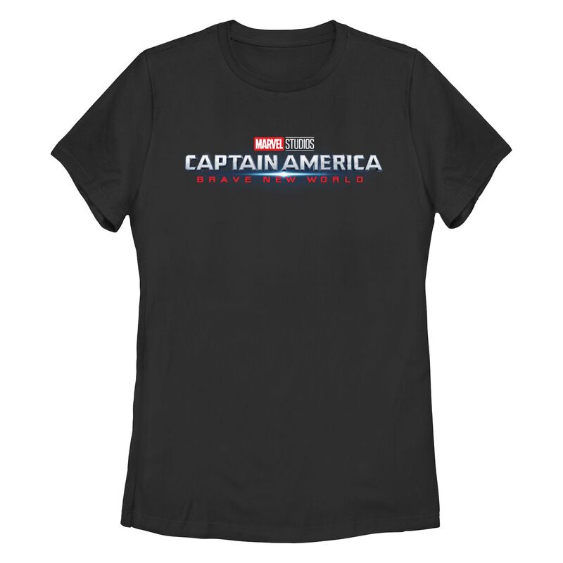 マーベル レディース トップス Tシャツ キャップ ロゴ グラフィック Juniors' Marvel Captain America Brave Neworld Title Logo Graphic Tee Black ブラック