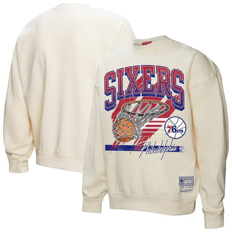 ミッチェル&ネス レディース トップス Tシャツ スウェット Women's Mitchell & Ness Cream Philadelphia 76ers Brush Bucket Pullover Sweatshirt 76r Beige ベージュ