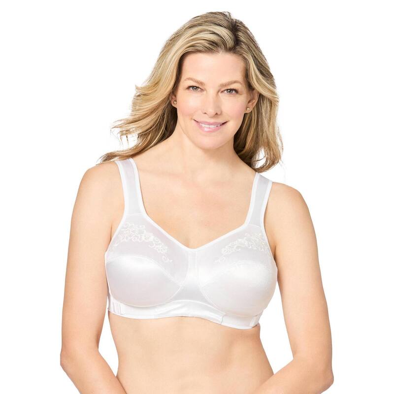 コンフォート チョイス レディース アンダーウェア ブラジャー プラスサイズ 刺繍 Comfort Choice Women's Plusize Thembroidered Custom Fit Bra White ホワイト