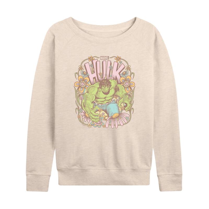 マーベル レディース トップス Tシャツ ヴィンテージ フラワー柄 パイル フラワー Women's Marvel Hulk Vintage Floral French Terry Long Sleeve Tee Beige ベージュ