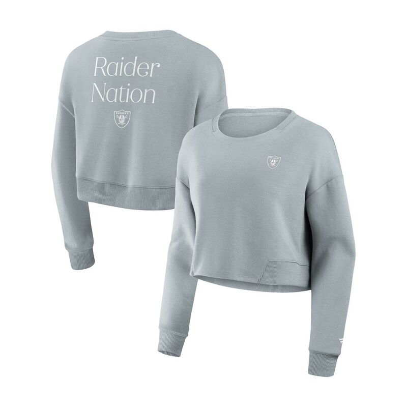 ファナティクス レディース トップス Tシャツ スウェット クロップド Women's Fanatics Gray Las Vegas Raiderstudio Cropped Pullover Sweatshirt Lvr Grey グレー