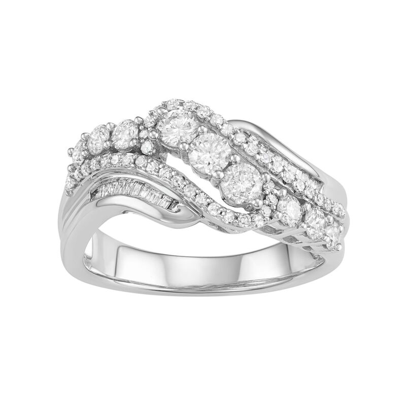 アンブランデッド レディース アクセサリー リング Unbranded 10k White Gold 1 Carat.W. Diamond Swirl Multi Row Ring White ホワイト