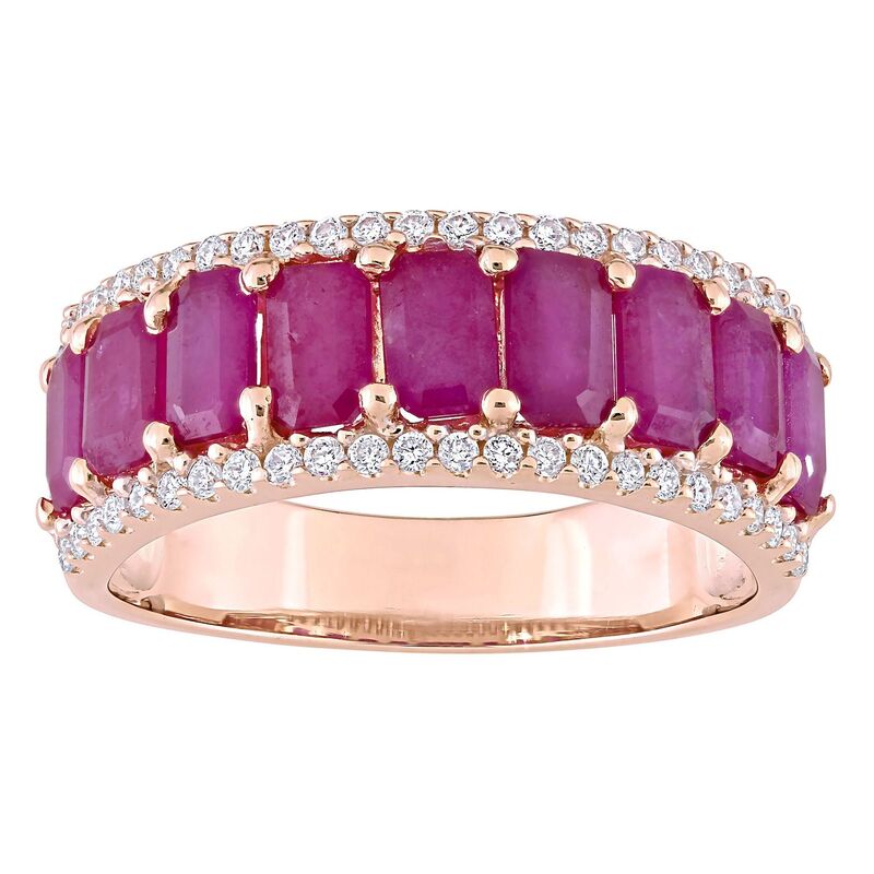 ステラ グレース レディース アクセサリー リング Stella Grace 14k Rose Gold Ruby & 1/3 Carat.W. Diamond Semi-Eternity Ring 14k Rose Gold ゴールド