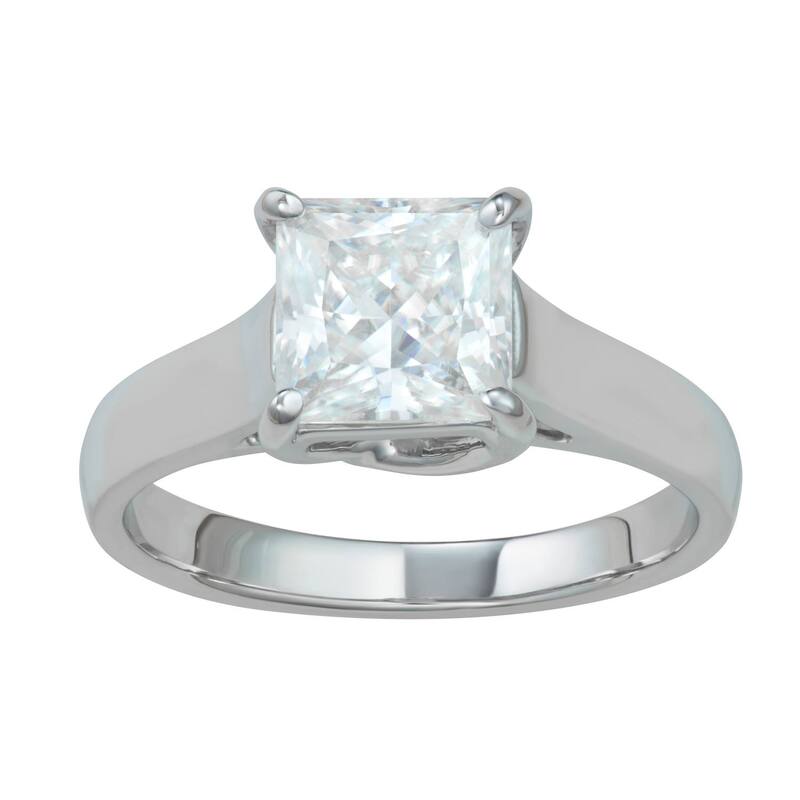 チャールズ アンド コルバード レディース アクセサリー リング Charles & Colvard 14k White Gold 1 9/10 Carat.W. Lab-Created Princess Cut Solitairengagement Ring 14k Whgold ホワイト