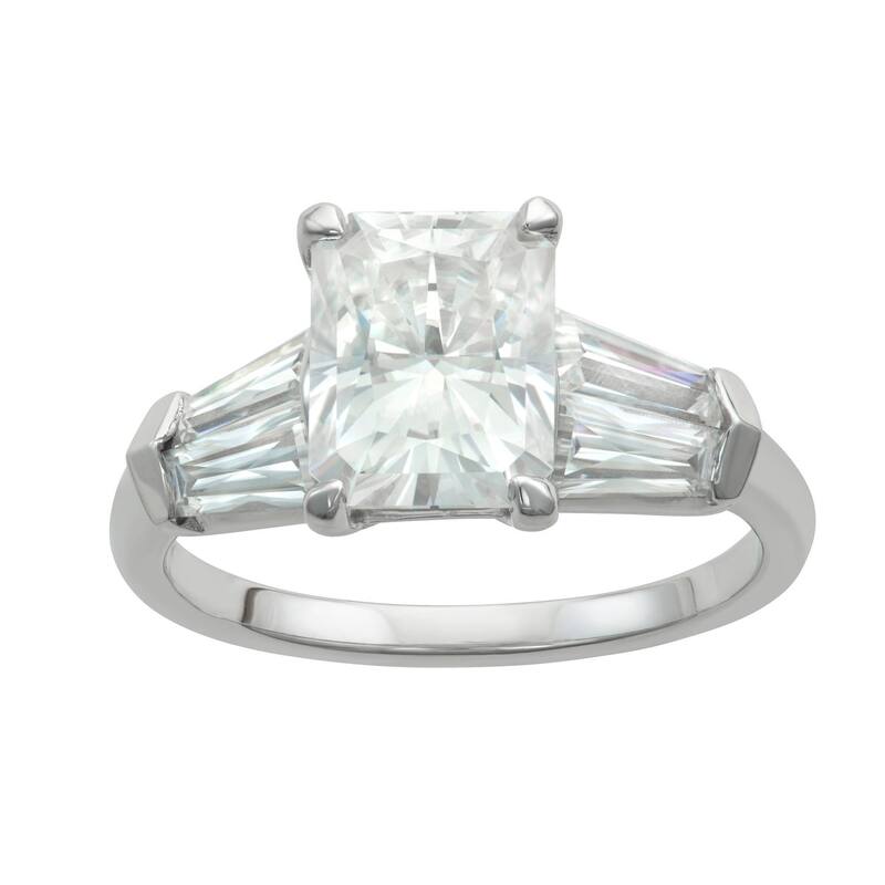 チャールズ アンド コルバード レディース アクセサリー リング Charles & Colvard 14k Gold 3 7/8 Carat.W. Radiant Cut Lab-Created Moissanitengagement Ring White ホワイト