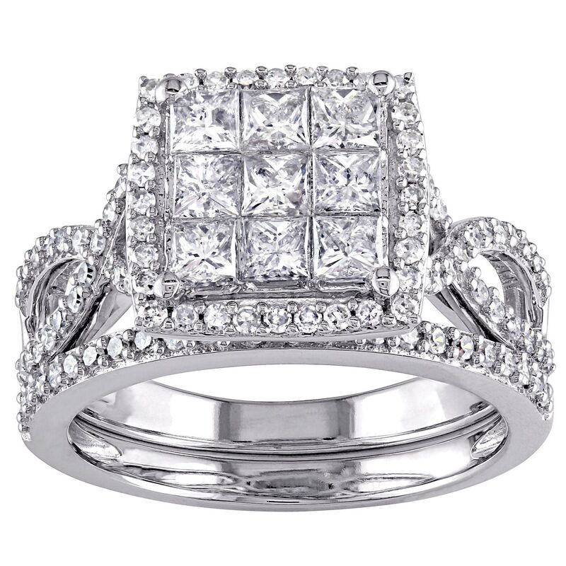 ステラ グレース レディース アクセサリー リング Stella Grace 10k White Gold 1/2 Carat.W Diamond Halo Bridal Ringset 14k Whgold ホワイト|ReVida 店