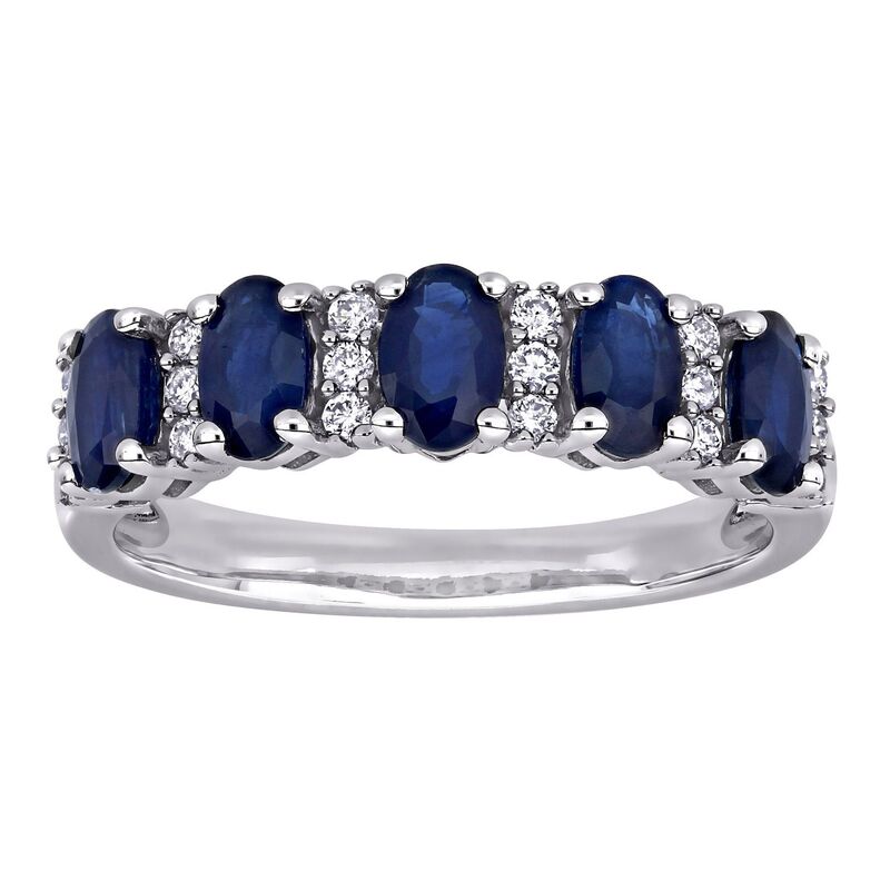 ステラ グレース レディース アクセサリー リング Stella Grace 14k White Gold Blue Sapphire & 1/6 Carat.W. Diamond Semi-Eternity Ring 14k White Gold ホワイト