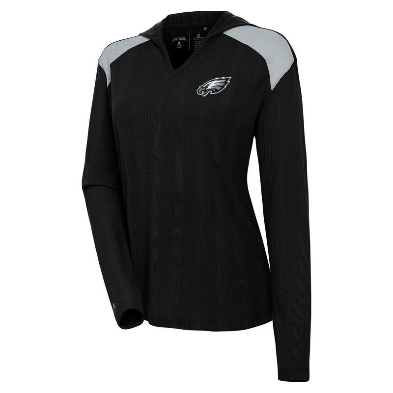 アンティグア レディース トップス Tシャツ パーカー Women's Antigua Black Philadelphia Eagles Opulent Long Sleeve Hoodie T-Shirt Eag Black ブラック