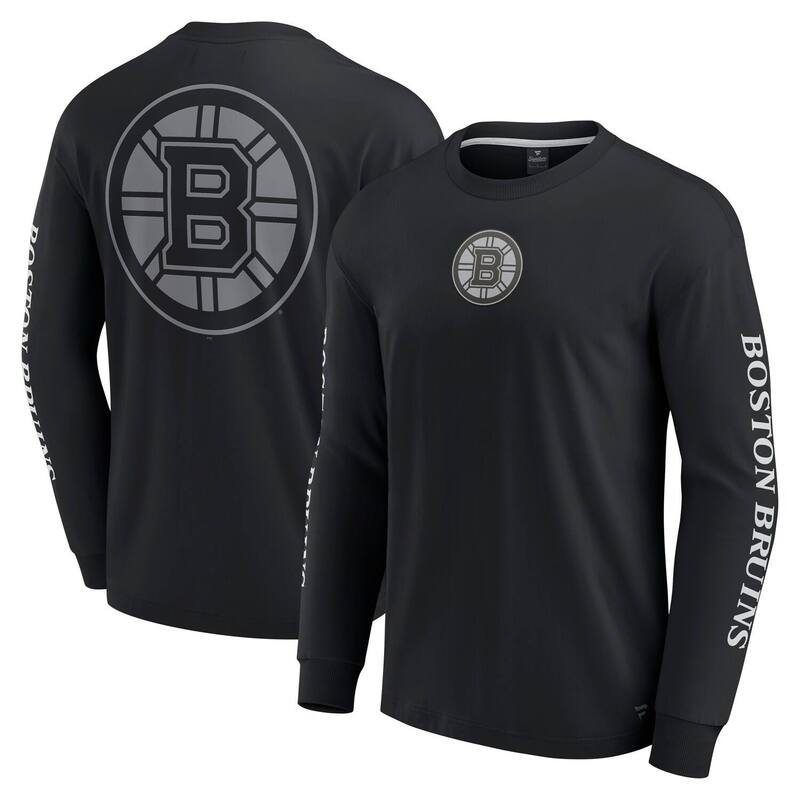 ファナティクス メンズ トップス Tシャツ Men's Fanatics Black Boston Bruins Elementstrive Long Sleeve T-Shirt Bsblack ブラック
