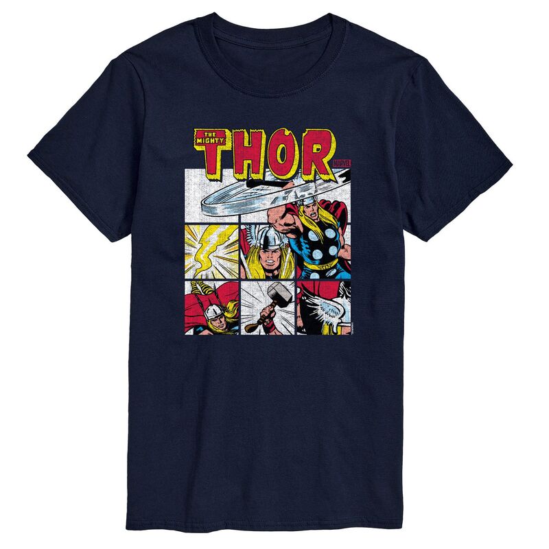 マーベル メンズ トップス Tシャツ トール グラフィック Big & Tall Marvel Thoretro Comic Panels Graphic Tee Navy ネイビー｜ReVida 店