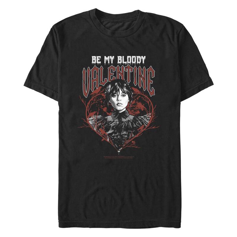 アニメキャラクター メンズ トップス Tシャツ グラフィック Licensed Character Men's Wednesday Be My Bloody Valentine Graphic Tee Black ブラック｜ReVida 店