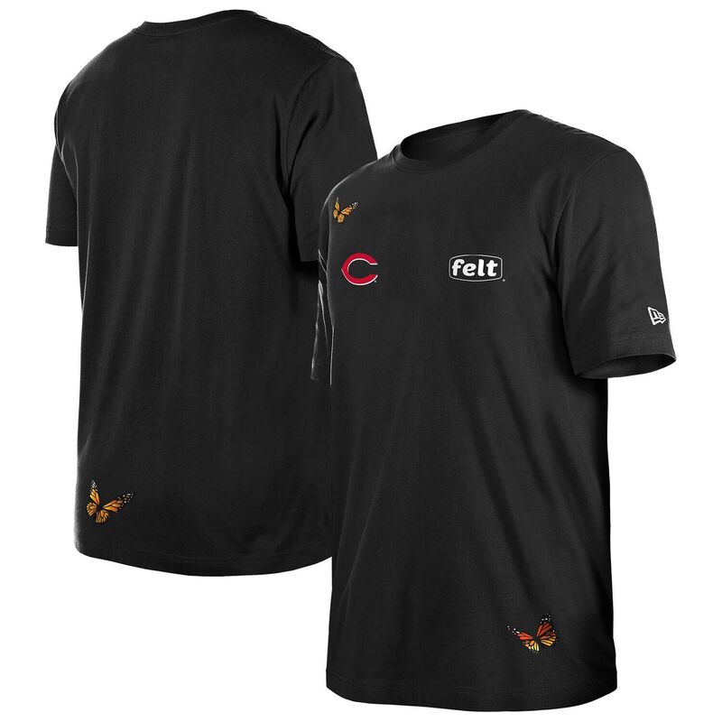 アンブランデッド メンズ トップス ティーシャツ Unbranded Men\u0027sNew Era x Felt Black Cincinnati Reds T-Shirt Red Black 黒いこと メンズファッション-Tシャツ・カットソー