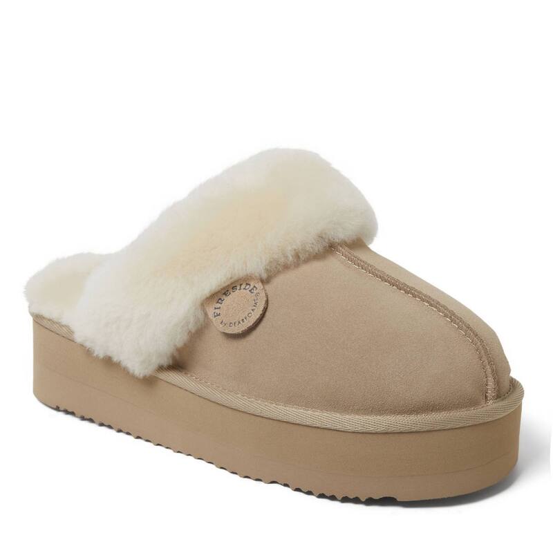 ディアフォームズ レディース シューズ サンダル プラットフォーム Dearfoams Melton Shearling Women's Platform Scuff Slippersand サンド