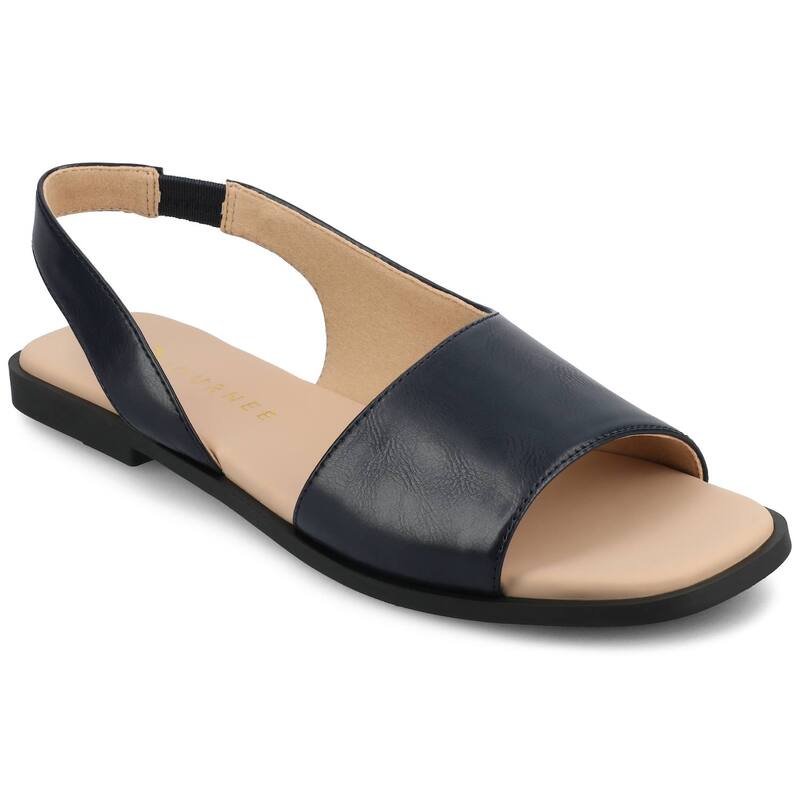 ジャーニー レディース シューズ サンダル Journee Brinsley Women's Tru Comfort Foam Croco Texture Sling Back Sandals Navy ネイビー
