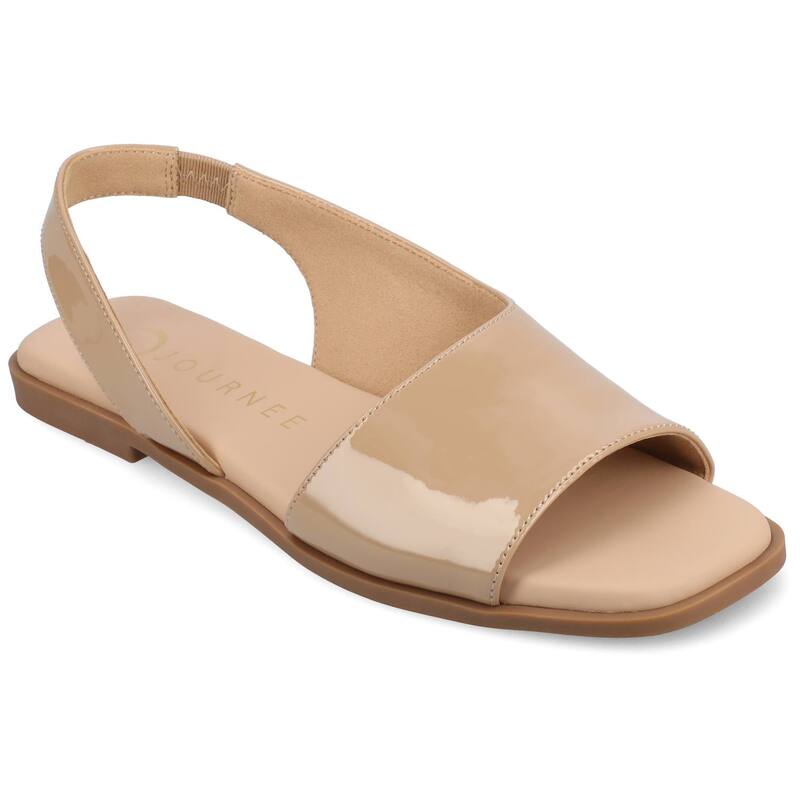 ジャーニー レディース シューズ サンダル Journee Brinsley Women's Tru Comfort Foam Croco Texture Sling Back Sandals Patent Beige ベージュ 12,145円