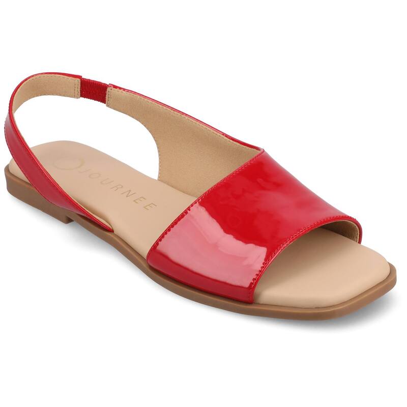 ジャーニー レディース シューズ サンダル Journee Brinsley Women's Tru Comfort Foam Croco Texture Sling Back Sandals Patent Red レッド