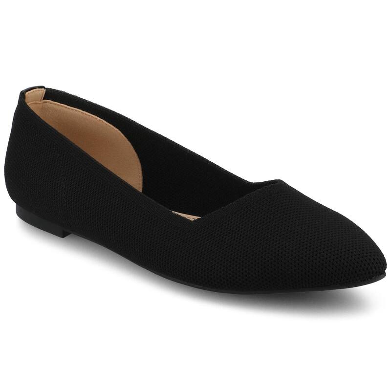 ジャーニー レディース シューズ サンダル ニット Journee Minnah Knit Slip-On Pointed-Toe Women's Dress Flats Black ブラック