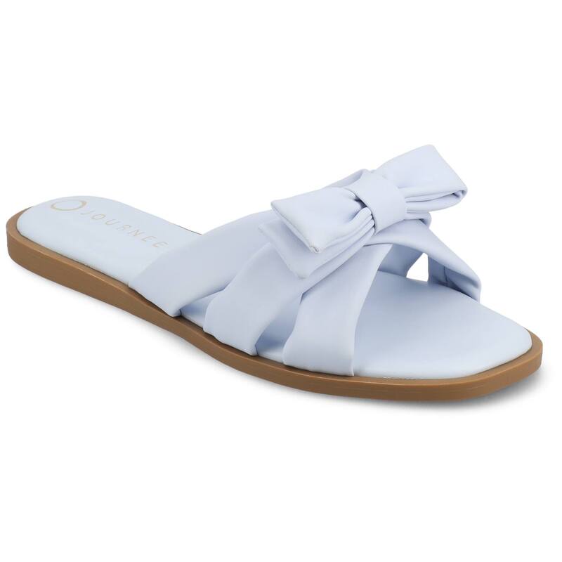 ジャーニー レディース シューズ サンダル Journee Prylin Slip-On Bowomen's Flat Sandals Light Blue ブルー｜ReVida 店