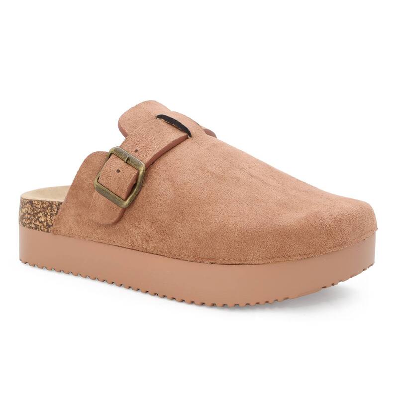 ヨキ レディース シューズ サンダル プラットフォーム スエード Yoki Claude-04 Women's Faux Suede Slip On Platform Clogs Brown ブラウン｜ReVida 店