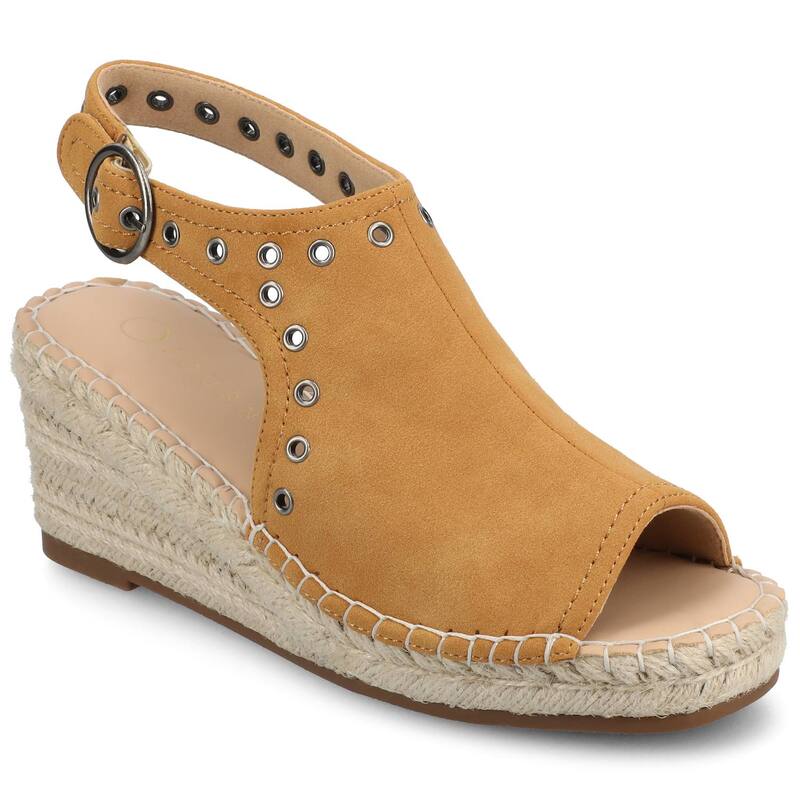 渡航 レディース シューズ サンダル アンクル Journee Crisie Women\u0027s Ankle Strap Espadrille Wedge Sandals Cognac