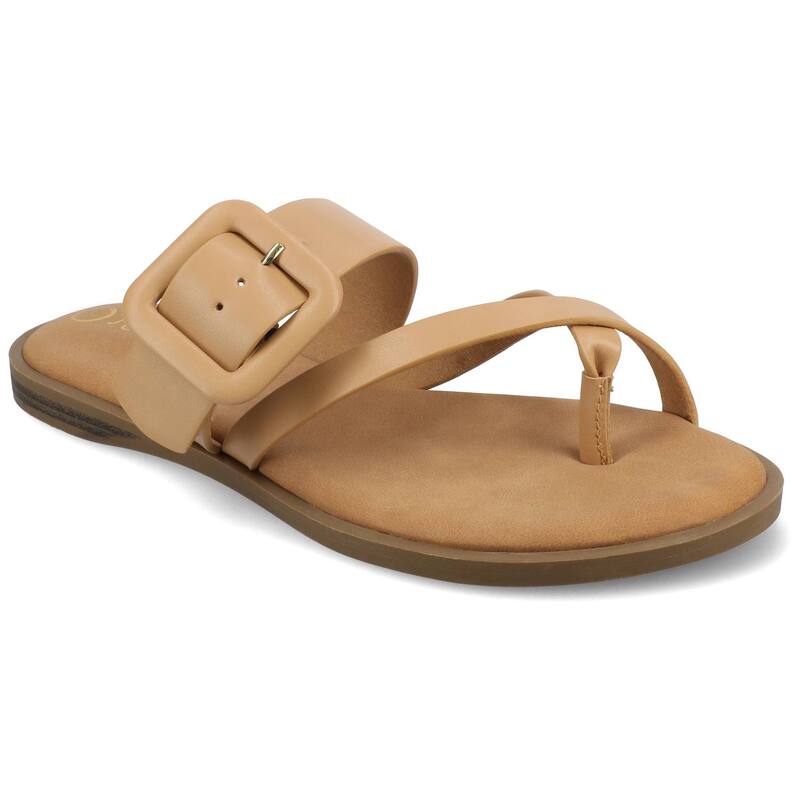 ジャーニー レディース シューズ サンダル Journee Layra Women'slip-On Toe Post Flat Sandals Tan タン｜ReVida 店