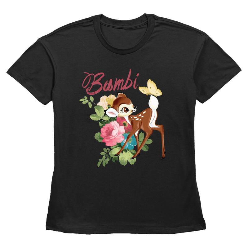 ディズニー レディース トップス Tシャツ グラフィック Disney's Bambi Spring Painting Women's Graphic Tee Black ブラック