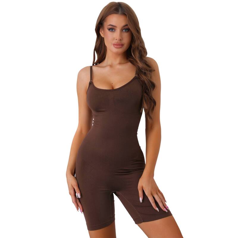 アレグラ ケー レディース トップス シャツ ボディースーツ ALLEGRA K Women'slimming Bodysuits U Neck Shapewear Sculpting Full Body Shaper with Adjustable Strap Brown ブラウン