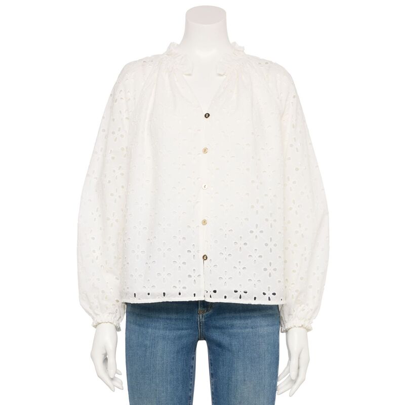 ナインウェスト レディース トップス シャツ フリル ブラウス Women's Nine West Adaptive Ruffle Collar Blouse White Knight ホワイト｜ReVida 店 8,610円