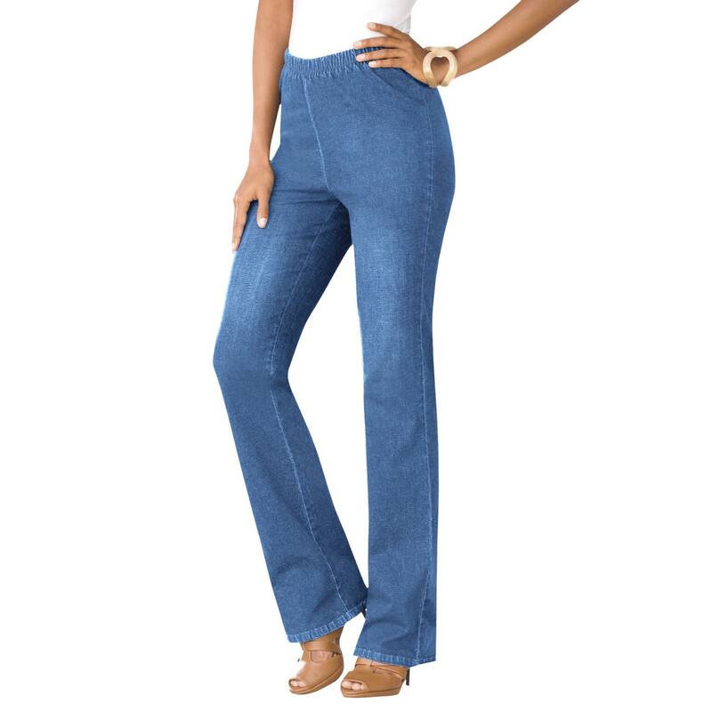 ロアマンズ レディース ボトムス デニムパンツ ブーツカット プラスサイズ プチ ブーツ Roaman's Women's Plusize Petite Bootcut Comfort Stretch Jean Light Stonewash Sanded｜ReVida 店