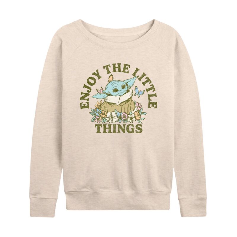 スター ウォーズ レディース トップス Tシャツ パイル Star Wars Women's The Mandalorian Grogu Enjoy The Little Things French Terry Long Sleeve Tee Beige ベージュ 10,245円
