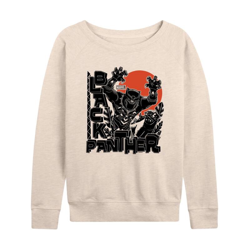マーベル レディース トップス Tシャツ パイル Women's Marvel Black Panther Linocut French Terry Long Sleeve Tee Beige ベージュ