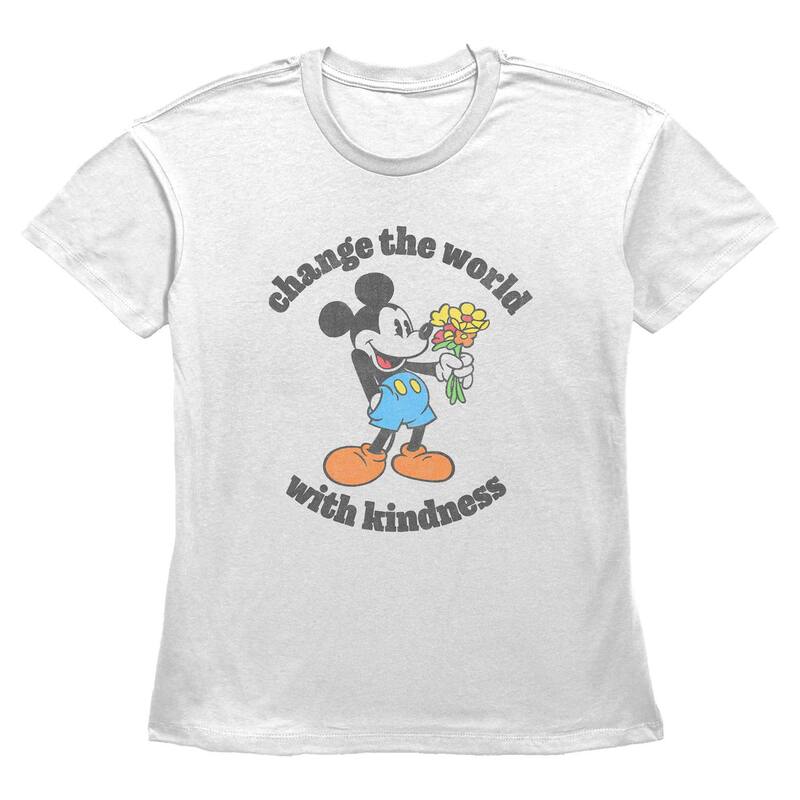 ディズニー レディース トップス Tシャツ グラフィック Disney's Mickey Mouse Change The World With Kindness Women's Graphic Tee White ホワイト