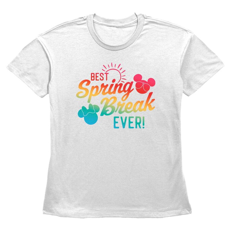 ディズニー レディース トップス Tシャツ グラフィック Disney's Mickey Mouse And Minnie Mouse Best Spring Break Ever Women's Graphic Tee White ホワイト