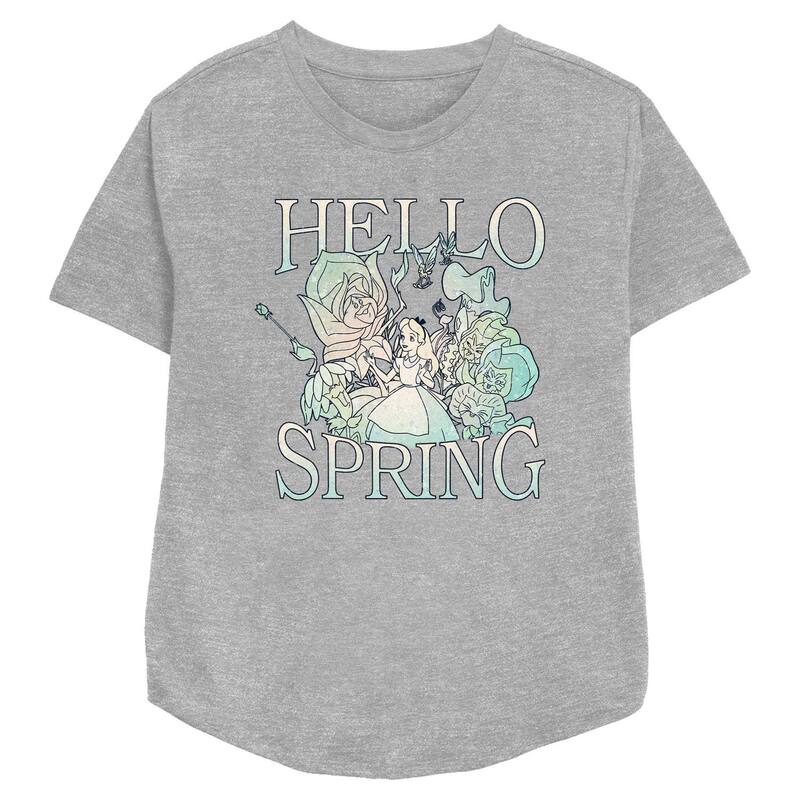ディズニー レディース トップス Tシャツ リラックスフィット グラフィック Disney's Alice In Wonderland Hello Spring Women's Relaxed Fit Graphic Tee Athletic Heather ヘザー