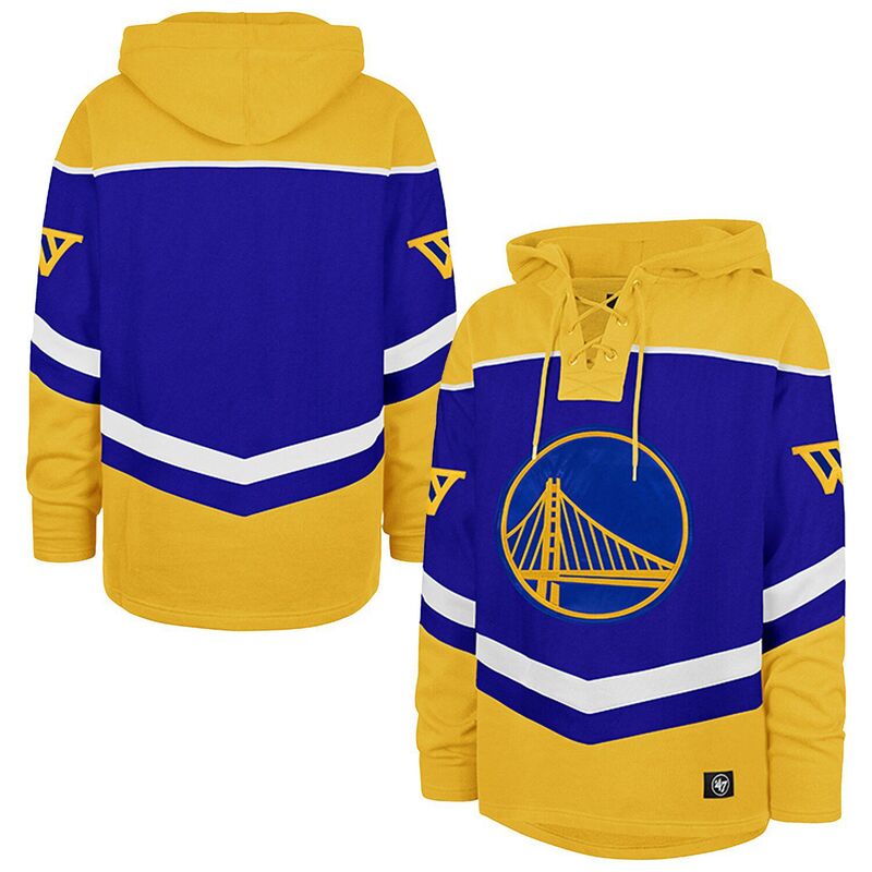 フォーティセブンブランド メンズ トップス Tシャツ サテン レース パーカー 47 Brand Men's '47 Royal Golden State Warriors OversizedTri-Satin Layup Lacer Pullover Hoodie War Blue ブルー