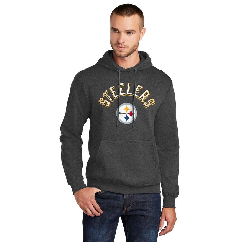 スターター メンズ トップス Tシャツ ロゴ パーカー Men'starter Charcoal Pittsburgh Steelers Arch Over Logo Pullover Hoodie Stl Charco チャコール