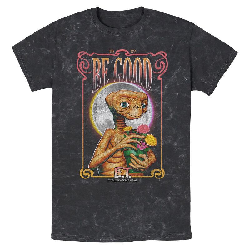 アニメキャラクター メンズ トップス Tシャツ グラフィック Licensed Character Men E.T. Thextraterrestrial Be Good Mineral Wash Graphic Tee Black ブラック