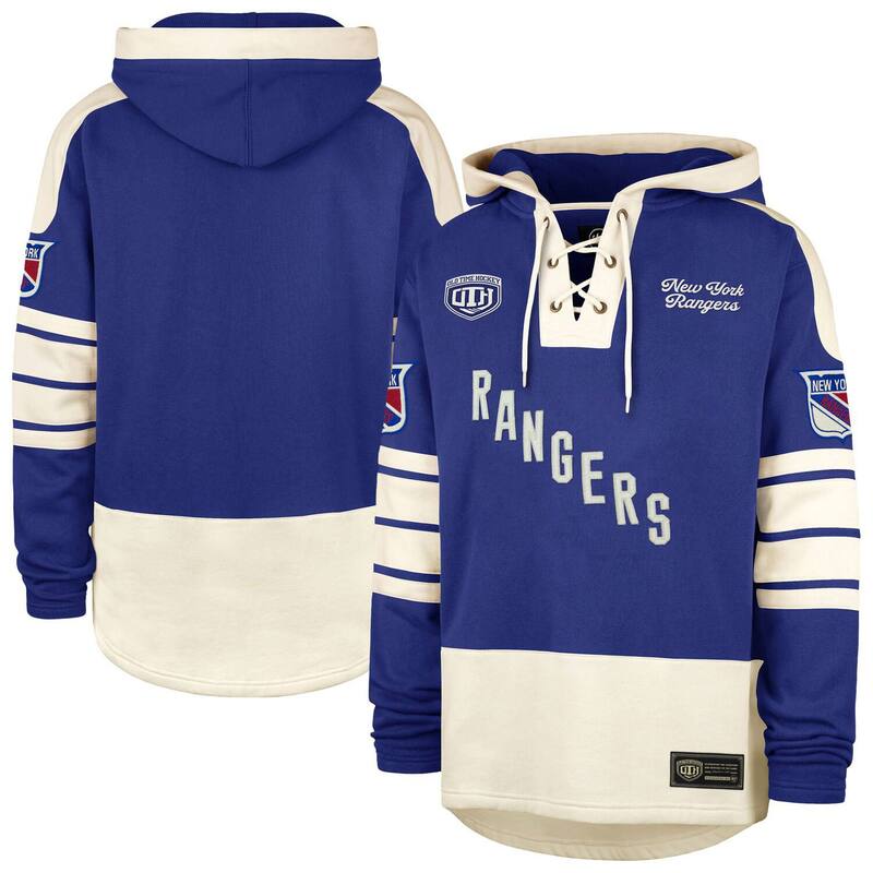 フォーティセブンブランド メンズ トップス Tシャツ レース パーカー 47 Brand Men's '47 Blue New York Rangers Blue Line Heritage Lacer Pullover Hoodie Ran Blue ブルー