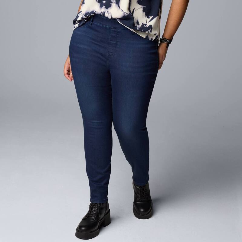 ヴェラウォン レディース ボトムス デニムパンツ プラスサイズ レギンス Plusize Simply Vera Wang Mid-Rise Denim Shaping Leggings Dark デニム
