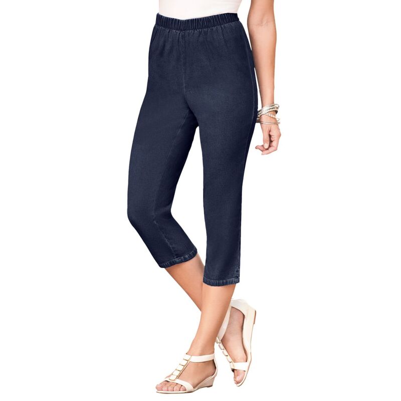 ロアマンズ レディース ボトムス カジュアルパンツ プラスサイズ トール キャップ Roaman's Women's Plusize Tall Comfort Stretch Capri Jean Indigo Wash インディゴ|ReVida 店