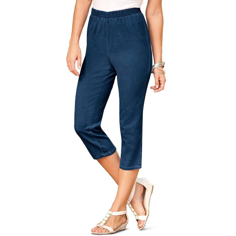 ロアマンズ レディース ボトムス カジュアルパンツ プラスサイズ トール キャップ Roaman's Women's Plusize Tall Comfort Stretch Capri Jean Medium Stonewash｜ReVida 店 10,110円