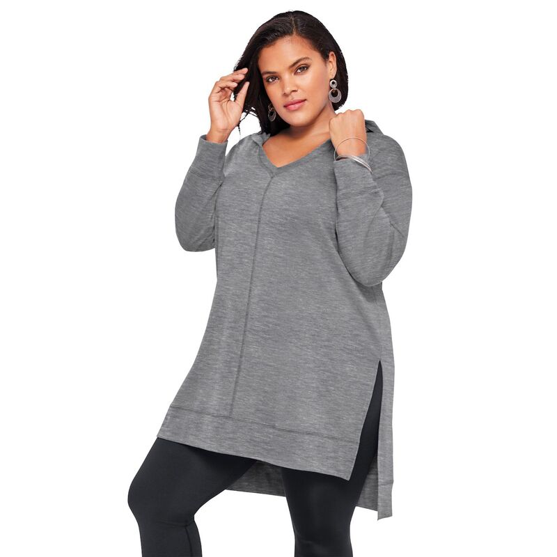 ロアマンズ レディース トップス Tシャツ プラスサイズ パイル スウェット パーカー Roaman Women Plusize French Terry Hoodie Sweatshirt Medium Heather Grey グレー