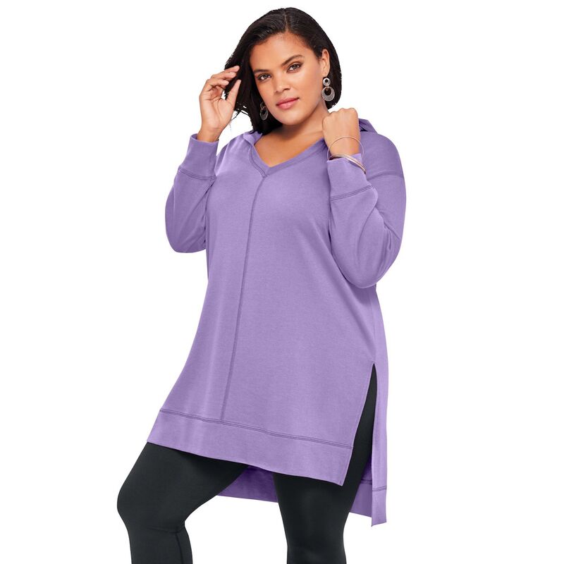 ロアマンズ レディース トップス Tシャツ プラスサイズ パイル スウェット パーカー Roaman Women Plusize French Terry Hoodie Sweatshirt Vintage Lavender ラベンダー