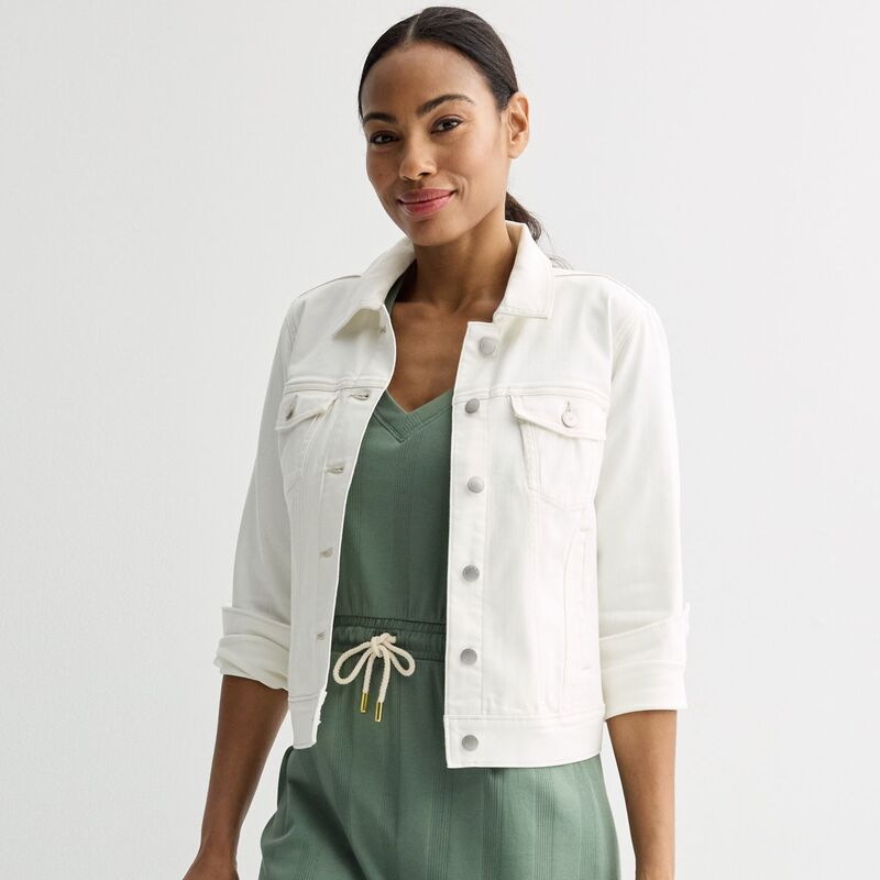 ソノマ レディース アウター 上衣・上衣 プチ 落ち込む ジーンズ Petite Sonoma Goods For Life Button-Down Denim Jacket Ecru エクリュ