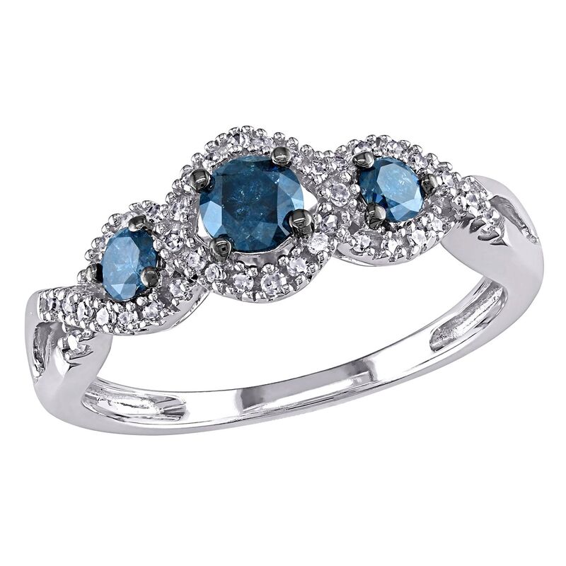 ステラ グレース レディース アクセサリー リング Stella Grace Round-Cut Blue & White Diamond 3-Stonengagement Ring in 14k White Gold (1/2 ct.W.) Blue ブルー