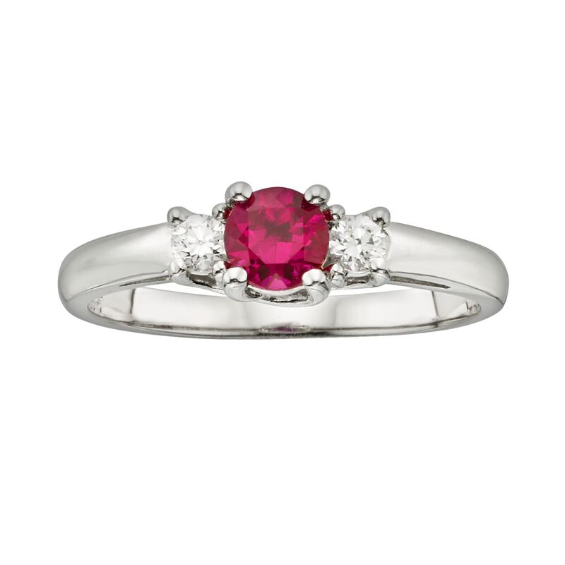 アンブランデッド レディース アクセサリー リング Unbranded The Regal Collection 14k White Gold Genuine Ruby & 1/6-ct.W. IGL Certifiediamond 3-Stone Ring Red レッド